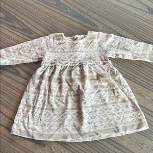 Hannah Anderson Cream Geometric Winter Kids Dress